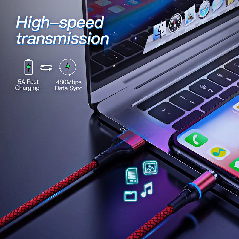 Магнитный кабель ihuigol 5A Сверхбыстрая зарядка Type C Micro USB для передачи данных iPhone 11