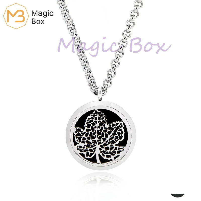 

Aromatherapy essential oil diffuser pendant 316L stainless steel silver ladies fashion necklace with 8 cotton pads