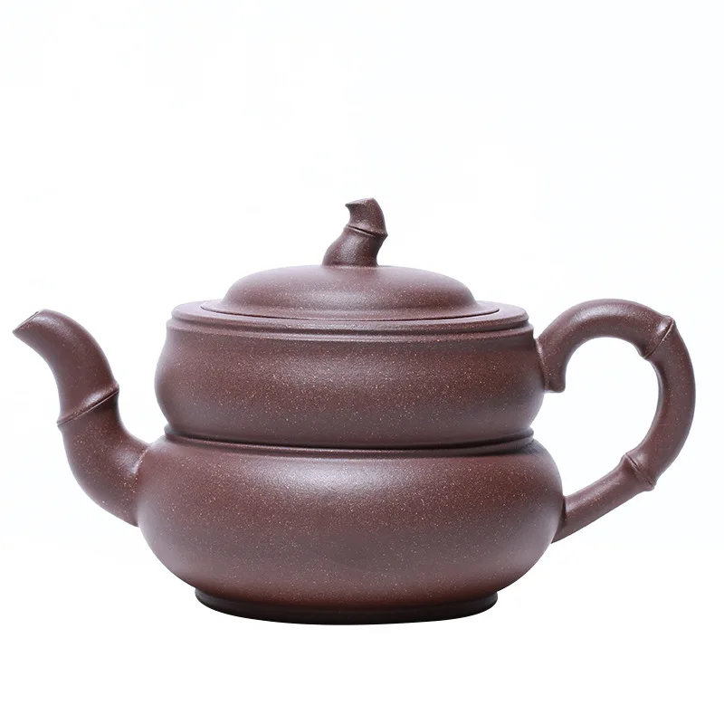 

Yixing raw ore purple clay teapot tea set gourd section clay pot handmade gift set lettering