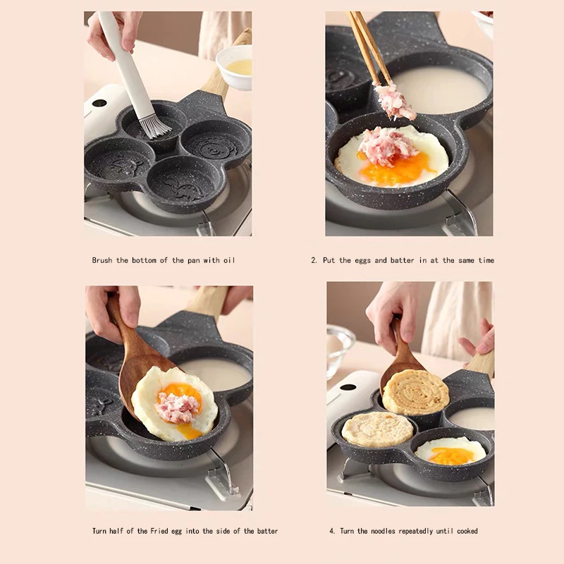 BEEMSK 4 отверстия рандомная антипригарная сковорода для бургеров яиц ветчины
