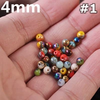 41 round half plated 4mm opaque glass loose spacer beads wholesale lot for jewelry making diy crafts findings