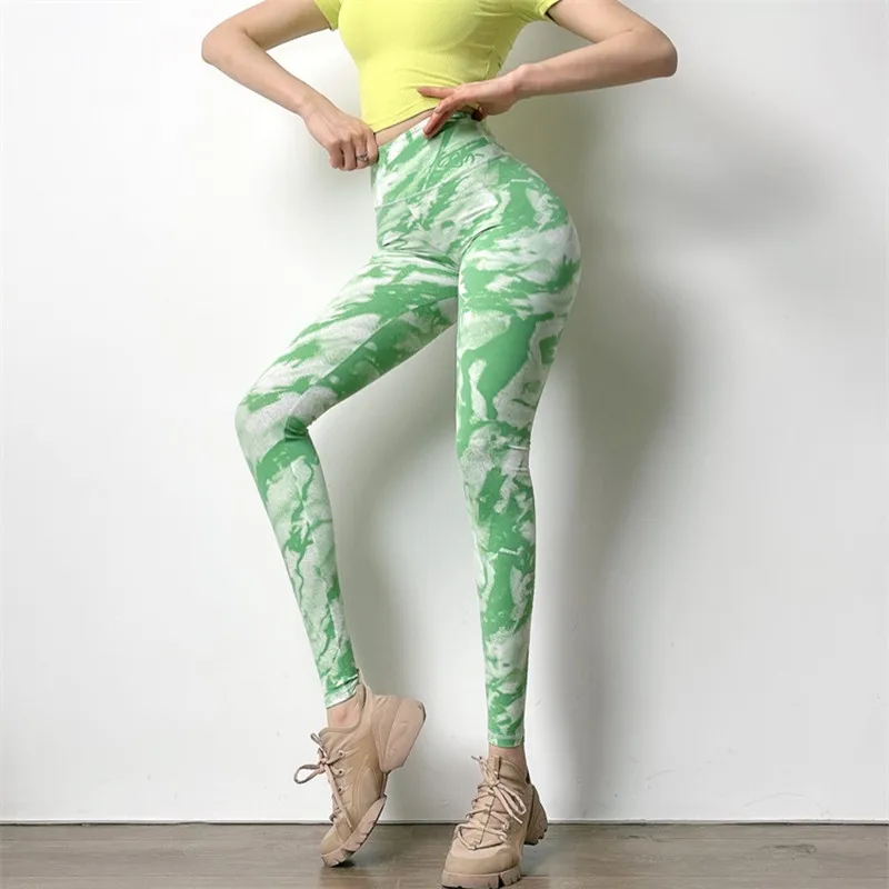 Top new tie-dye tightening butt fitness leggings ladies gym squat training leggings casual high waist running sports yoga pants
