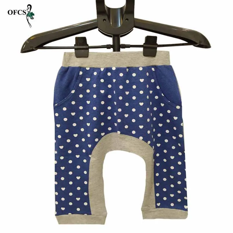 

Hot Sale Children Cotton Pants Summer Boys Girls Casual Pants Kids Dot Splicing Sports Trousers Pant 4-12 Years Children Clothes