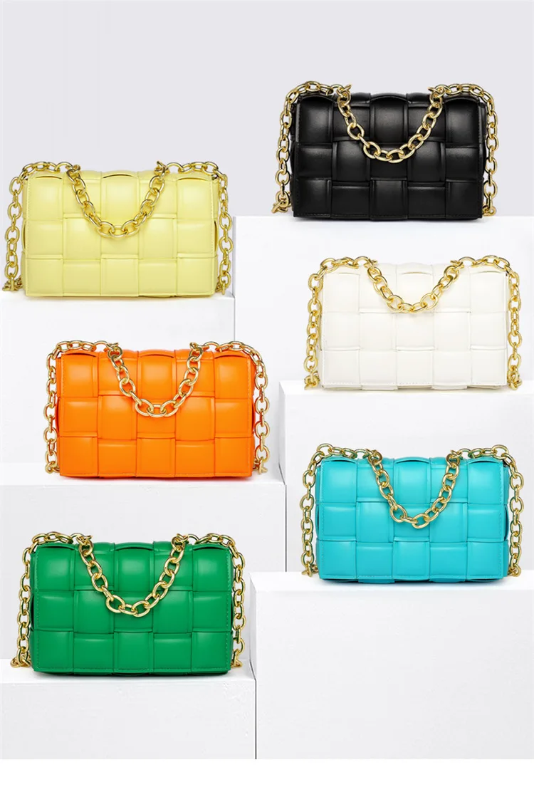 

2021 Weave Chain Small Crossbody Bags for Women Luxury Quality Pu Leather Shoulder Bag Female Trend Design Handbags and Purse