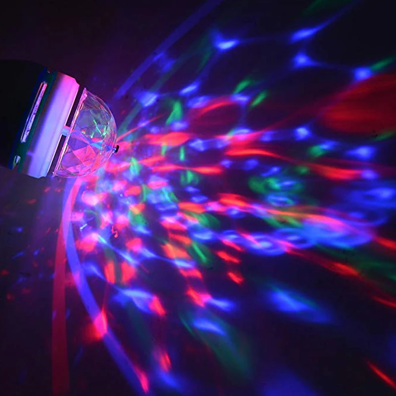 E27 3 Вт полноцветный RGB Кристалл led Авто вращающийся ламповый светильник