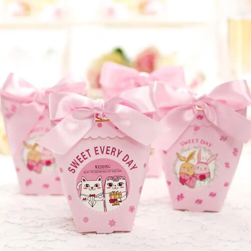 AVEBIEN 50 шт. милый кот кролик коробка для конфет Свадебные сувениры подарок
