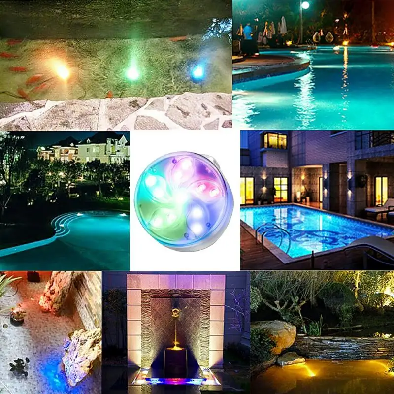 

Swimming Pool Lights With Remote Control RGB Dive Light Durable LED Bulb Portable Underwater Night Light Battery 11 Leds