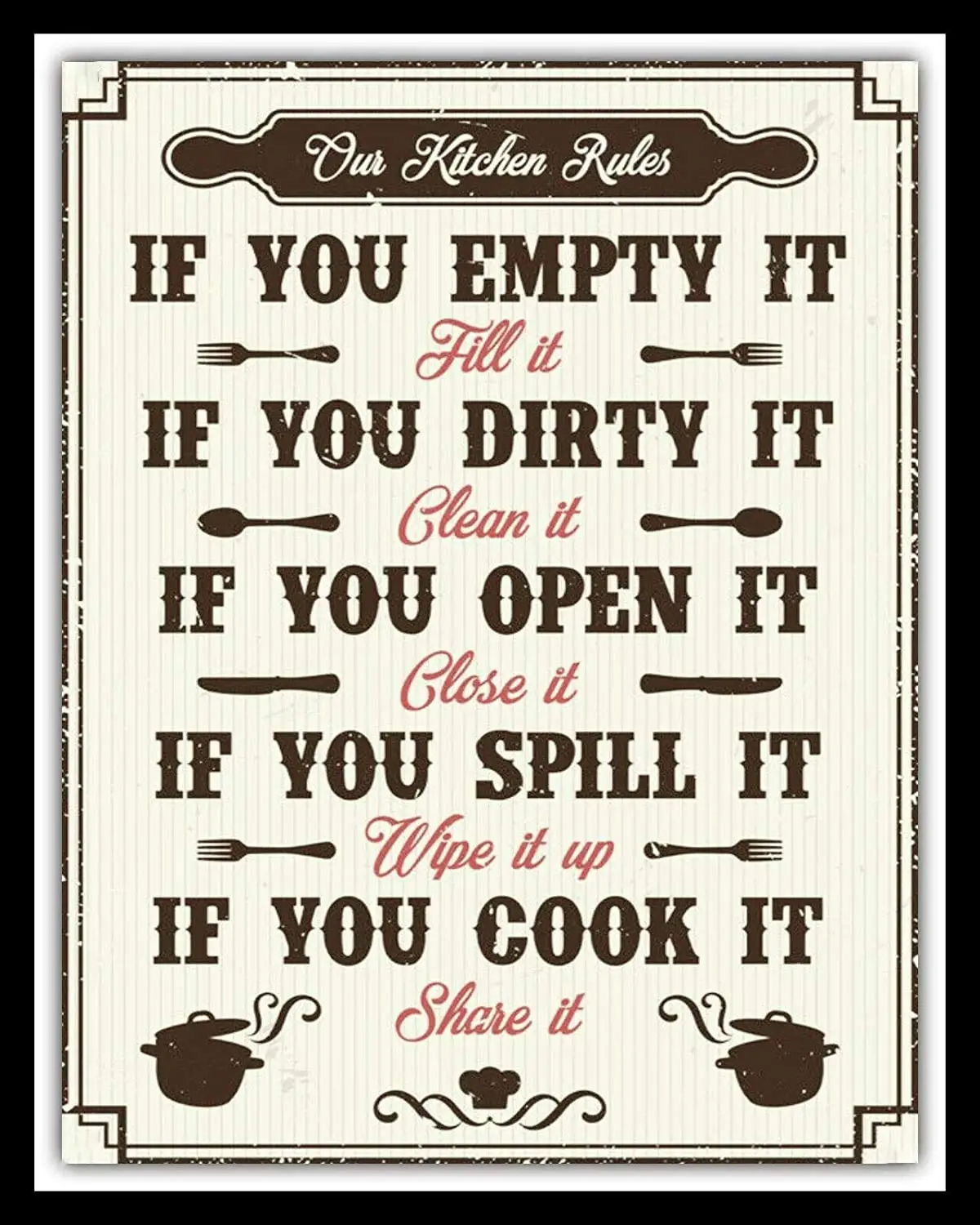 

Our Kitchen Rules Mum Mother Dad Son Daughter Warn s Novelty Funny Retro Garage Home Bar Man Cave Wall Decor Vintage Gift Metal