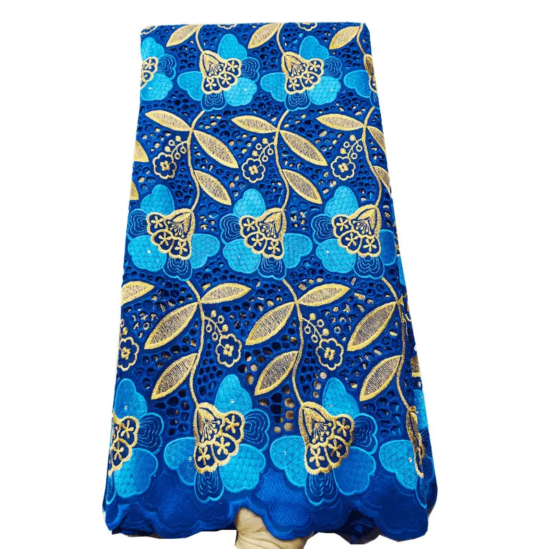 

5 yard Swiss lace fabric 2019 latest heavy beaded embroidery African cotton fabrics Swiss voile lace popular style c200311