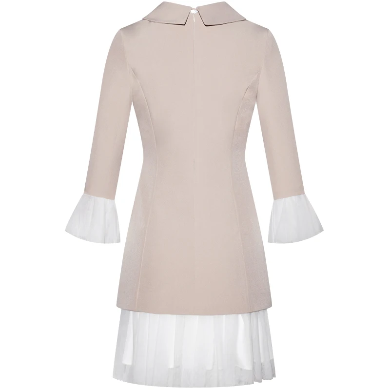 Осеннее двубортное платье YIGELILA платье-трапеция с отложным воротником офисное