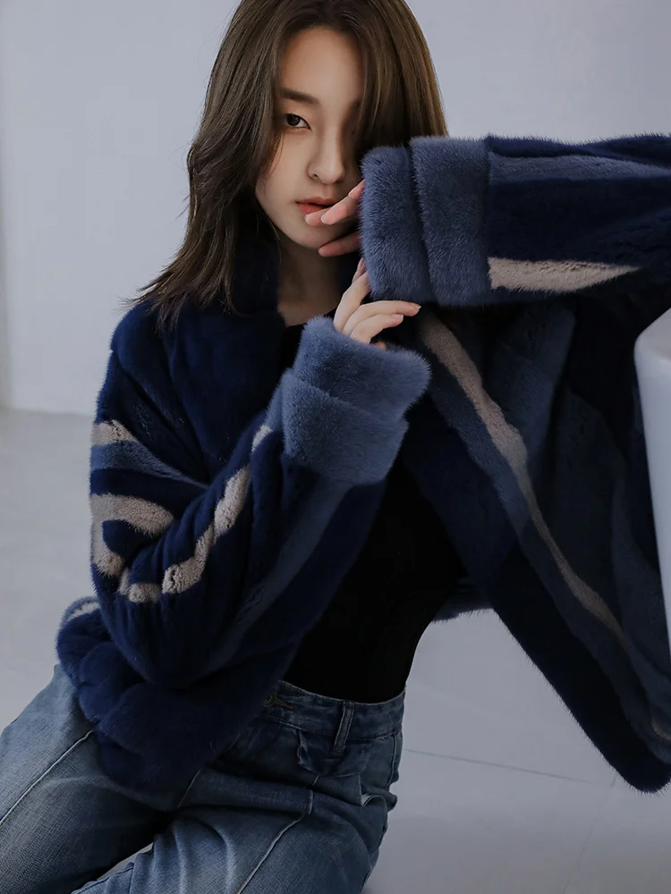 

Шуба женская из натурального меха норки, модное пальто в Корейском стиле, роскошная теплая с рукавами «летучая мышь», 2020