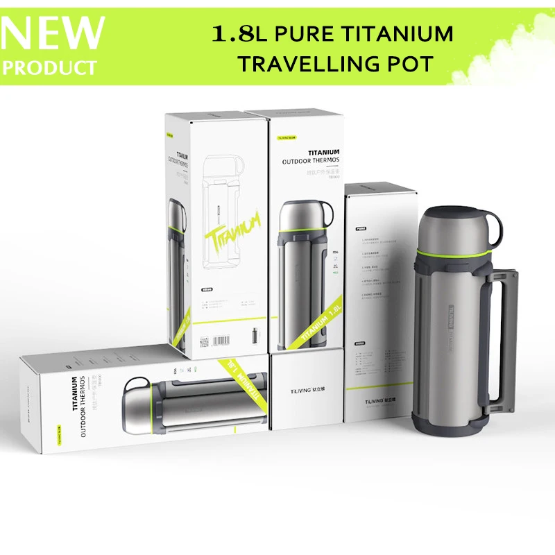 

Pure Titanium Vacuum Thermo Jug Portable Travel Insulated Kettle Water Bottle Flask Cup Outdoor Camping Large Capacity 1.8L