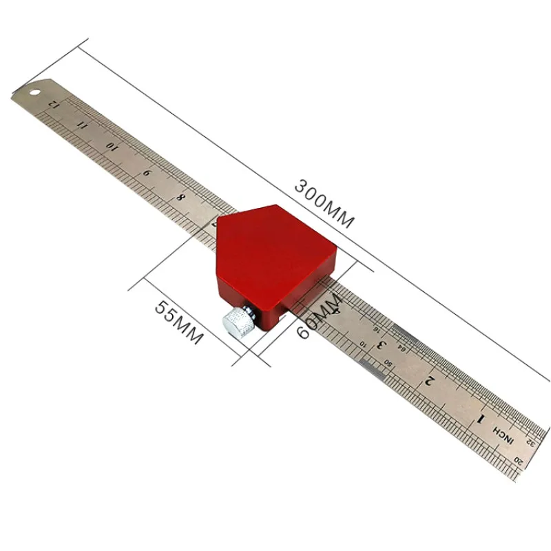 45-90 Degree Woodworking Angle Scribe Ruler Carpenter Height Gauge Locator Steel Adjustable Fixed Block DIY Measuring Tool | Инструменты