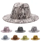 Женская винтажная фетровая шляпа, мягкая фетровая шляпа из змеиной кожи с широкими полями, с леопардовым принтом, для зимы, 2020