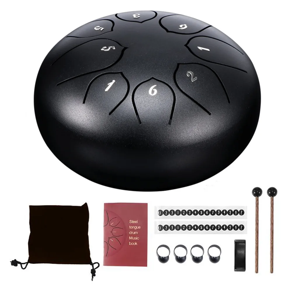 

6 Inch Tongue Drum 8 Tune Steel Hand Drum Tank Drums With Drumsticks Carrying Bag Percussion Instruments Handpan Gift