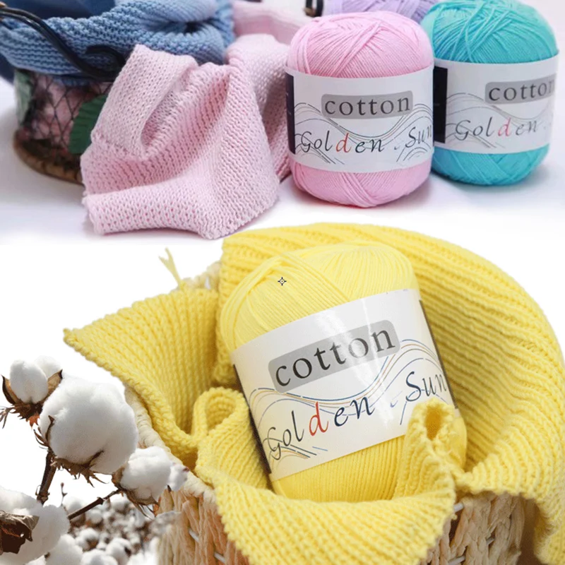 

1pc 100% Cotton Yarn for Knitting Crochet Knit Yarn Baby Threads Plaid Knitted Fil Cotton