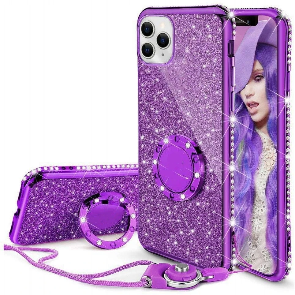 

Diamond Case for iPhone 11 Pro Max Cover Crystal Glitter Bling Ring Kickstand For iPhone XS Max XR X 6 6s 7 8 Plus Bumper Case