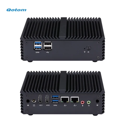 Qotom Mini PC Core i3-4005U процессор Встроенный двухъядерный 1,7 ГГц, безвентиляторный дизайн Dual LAN 4 RS-232