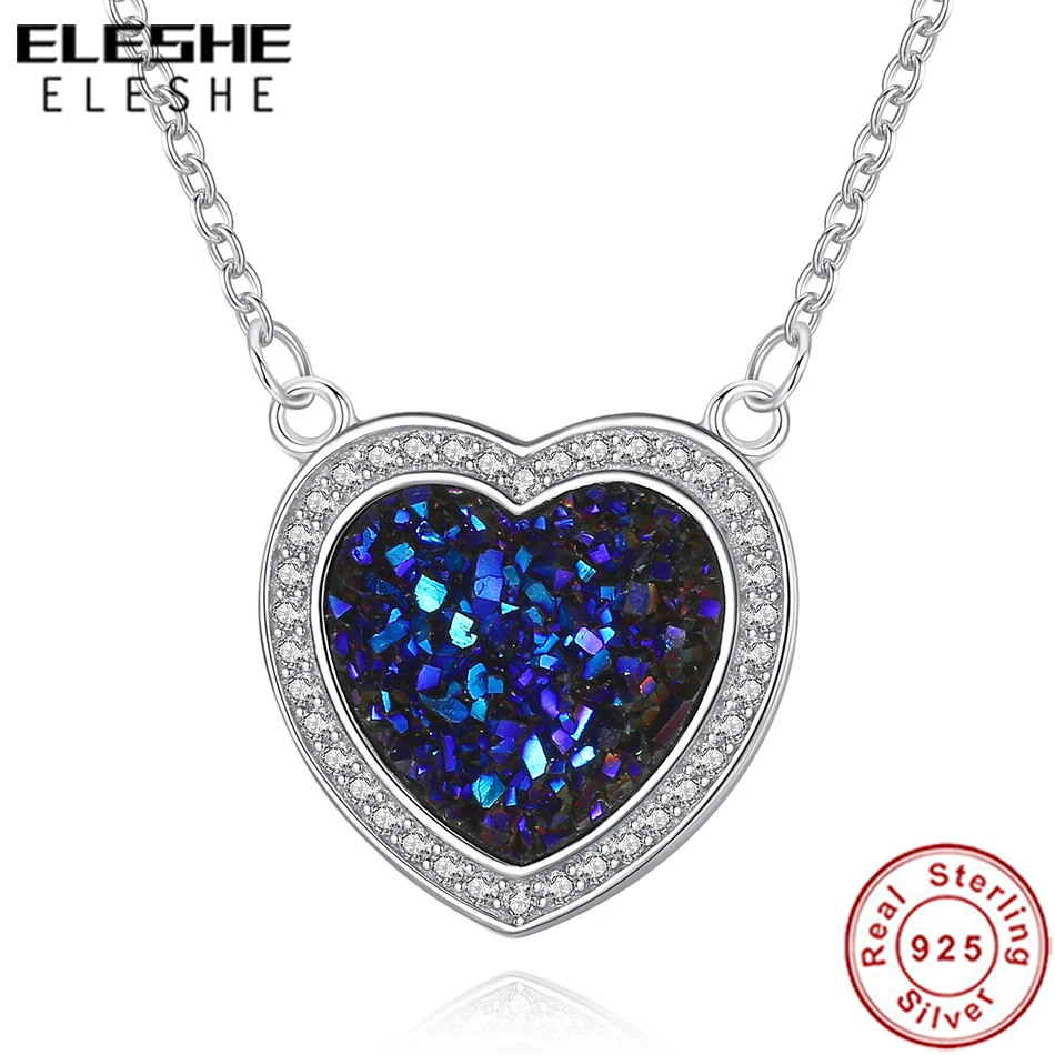 Ожерелья и подвески ELESHE с голубым кристаллом в форме сердца свадебные украшения