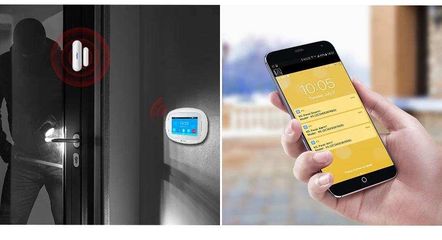 KERUI K7 дома WI-FI сигнализации костюм 7 дюйма TFT Цвет Дисплей GSM безопасности Smart Жилых Alarmas де Seguridad para Casa