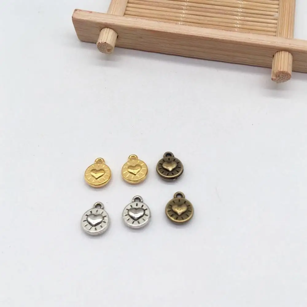 42 шт Круглые Подвески в виде сердца подходят DIY ожерелье серьги браслет ручной работы, ювелирные изделия с бриллиантами