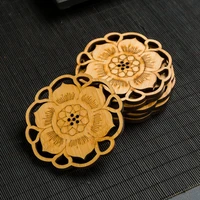 lotus flower shape drink coasters wooden round cup mat table mat tea coffee mug placemat home decoration kitchen accessories