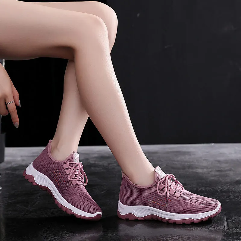 Fashion Spring Female Sneakers Women Shoes Korean Mesh Yellow Ladies Shoes Woman Lace Up Red Black Casual Shoes Breathable 2021