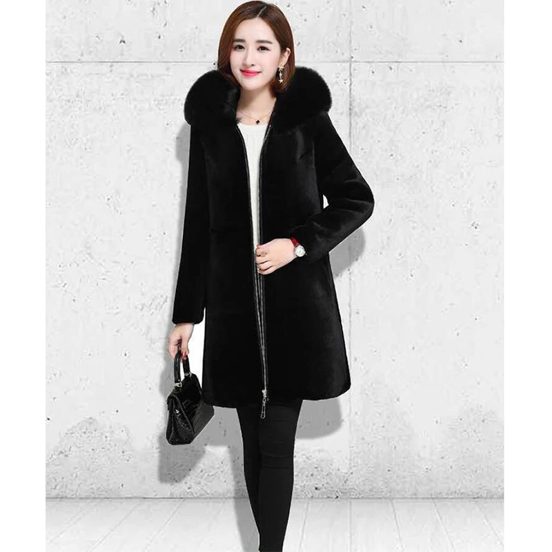 Меховая кожа теплое Свободное пальто женское куртка из искусственного меха плюс
