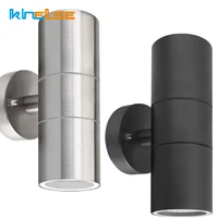 modern stainless steel up down double wall spot lights ip65 outdoor use gu10 wall sconce lamp 90 260v garden porch lighting deco