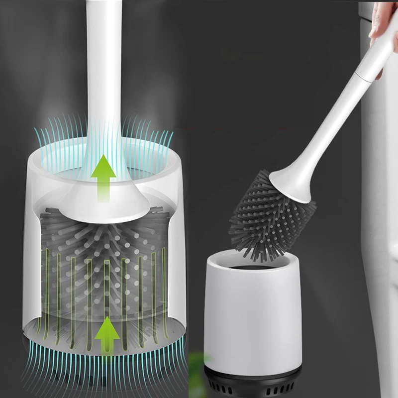 Настенная силиконовая щетка для унитаза набор чистки и держателя на 360 ° ванной