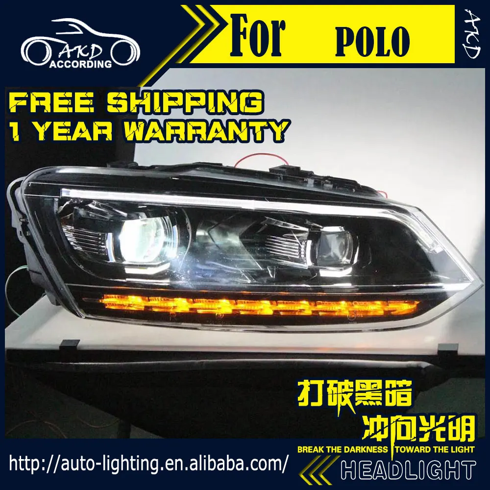 AKD автостайлинг фара для VW Polo светодиодный ная 2011-2017 Новинка DRL H7 D2H Hid опция