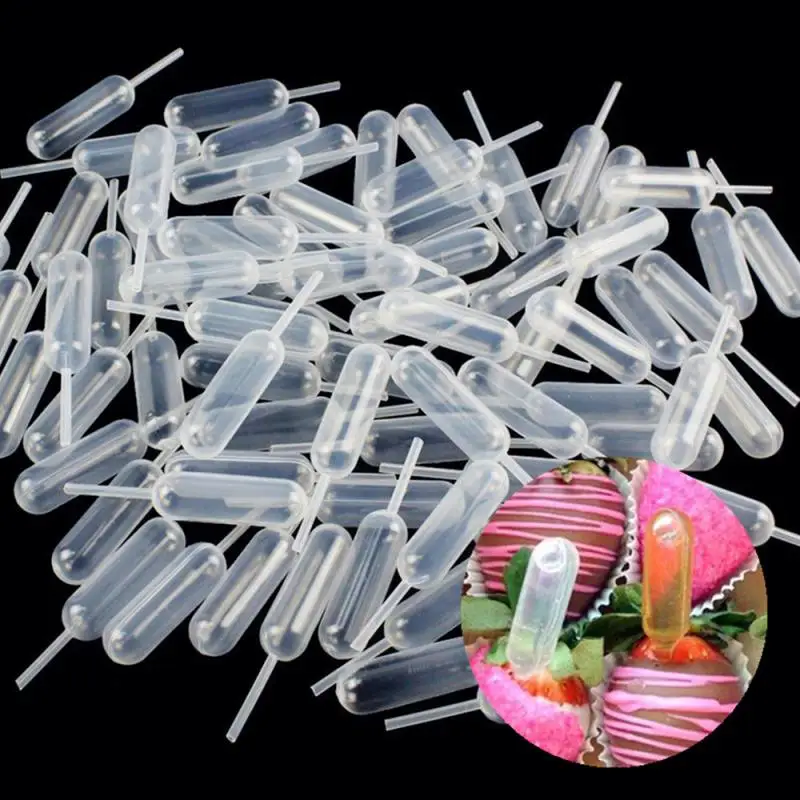 

50pcs 4ml Disposable Pipettes Plastic Squeeze Transfer Pipettes For Strawberry Cupcake Ice Cream Chocolate Lab Dropper