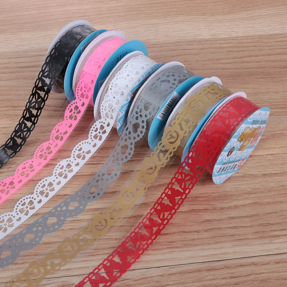 

1Roll Bling PP Flower Masking Tape Sticky Paper Lace Ribbon Roll Self Adhesive Scrapbooking Sticker Album Decorative DIY Crafts