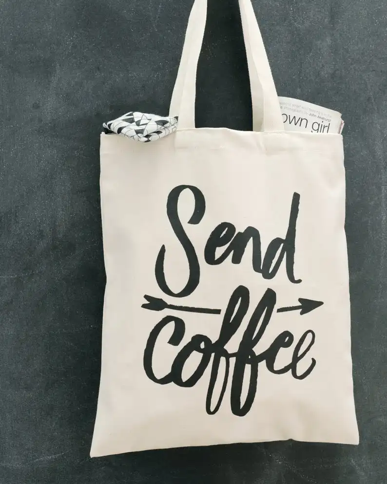 Unisex Fashion Shopping Bags Send Coffee Arrow Canvas Food Grocery Tote Reusable Bag for Life Alphabet | Багаж и сумки