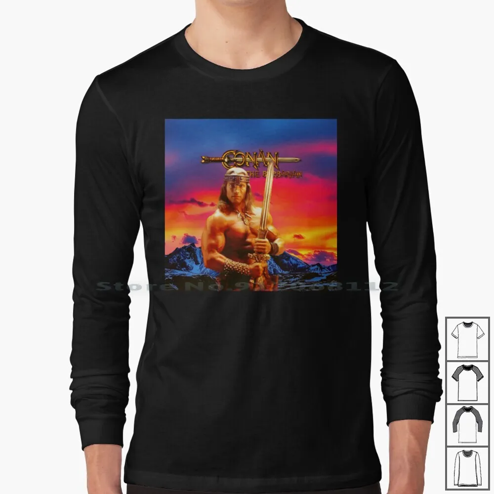 

Conan The Barbarian Long Sleeve T Shirt Terminator Commando Total Recall Running Man Bodybuilder Iron Action Hero Gym Conan The