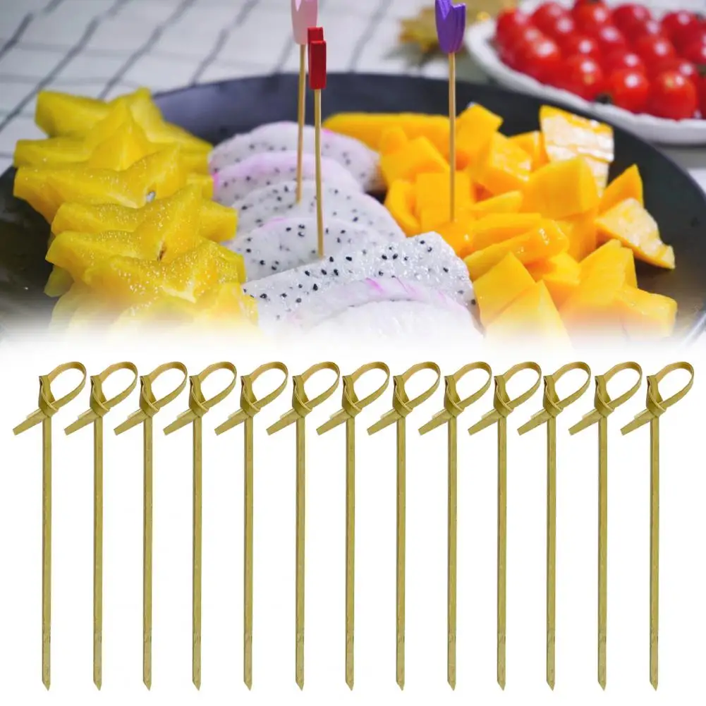 

100Pcs/Bag Cocktail Picks Disposable No Burr Bamboo Olive Dessert Toothpicks for Bar