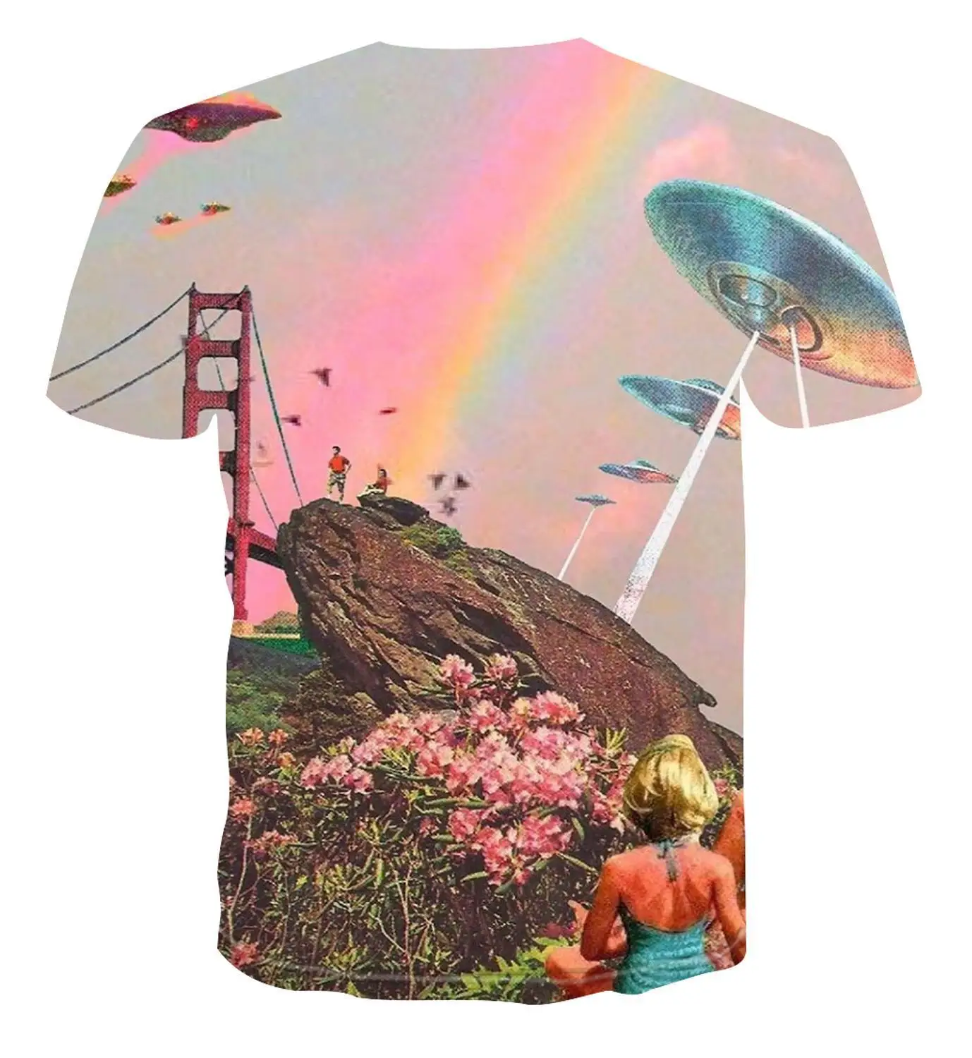 

Fashion 3d T -Shirt Men 'S And Women 'S Street Fashion Short Sleeve Rainbow Figure Landscape Leisure Top Men 'S T -Shirt