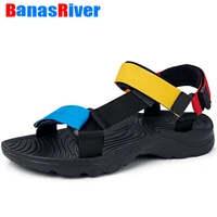 2020 new summer outdoor men flats casual beach athletic shoes breathable sport open toe sandals non slip hook loop lightweight