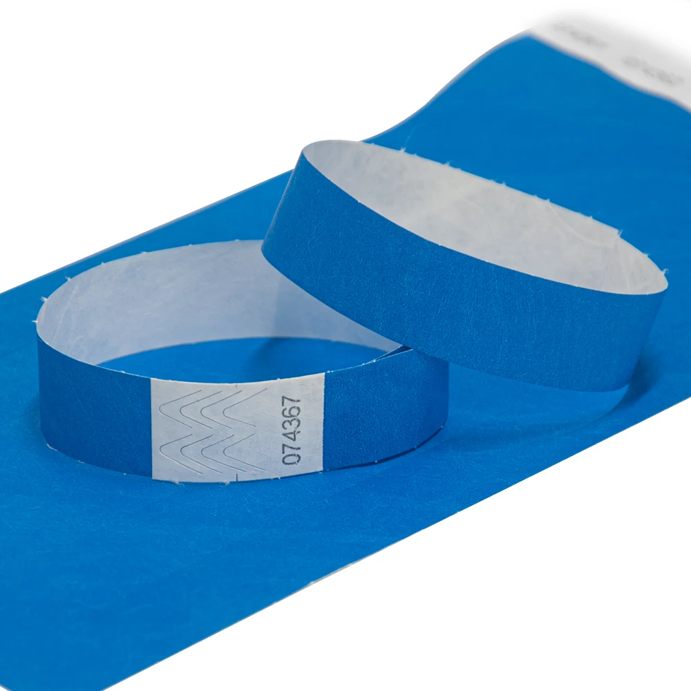 Однотонные новые синие браслеты Tyvek 3/4 дюйма с номерами серии для вечевечерние 500