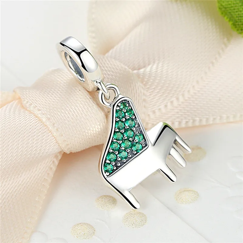2019 Настоящее 925 пробы серебро зеленый четко CZ музыкальное пианино подвеска
