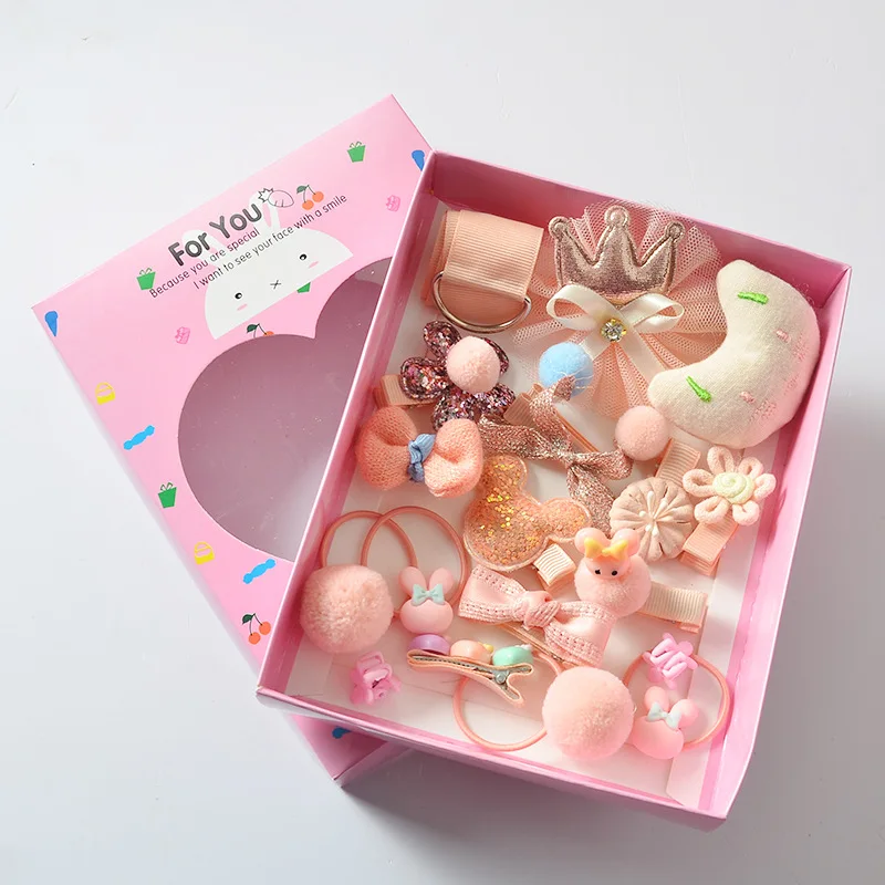 Детский разноцветный бант с милым кольцом в подарочной коробке набор из 18 шт.