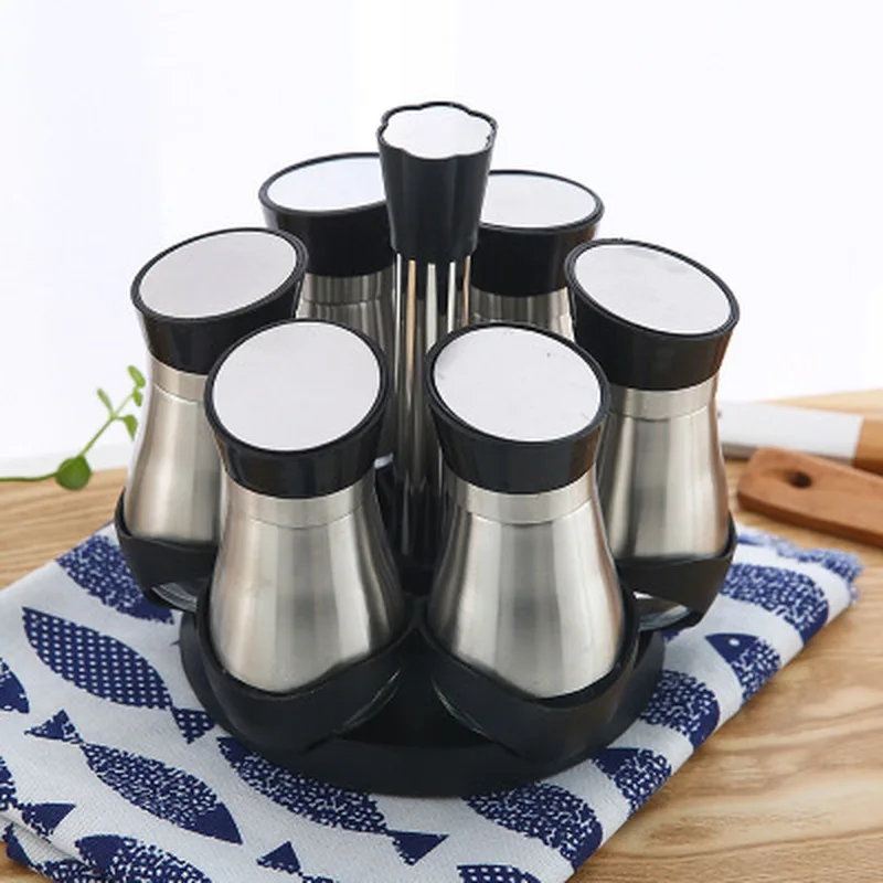 Стеклянная вращающаяся банка для специй коробка приправ набор барбекю бутылка