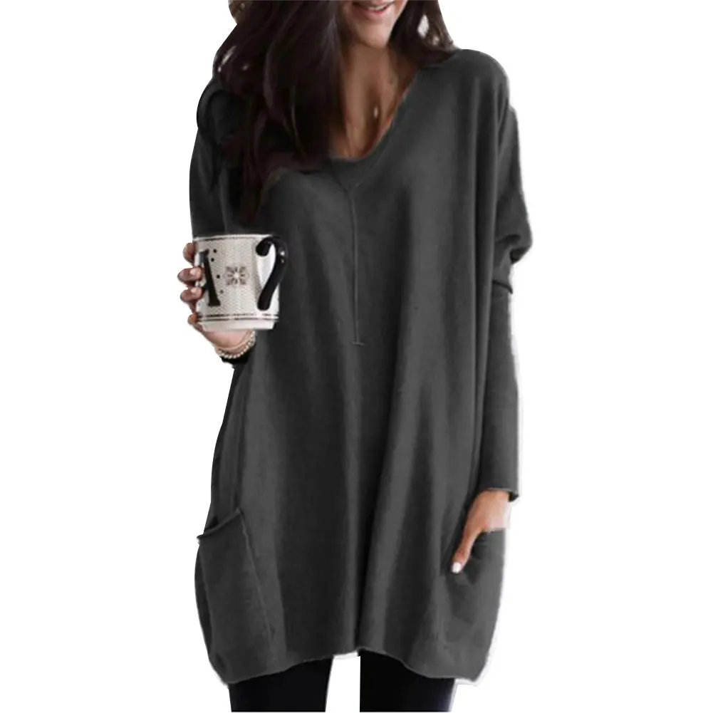 Новые осенние женские блузки сужающаяся к талии одноцветное Цвет v образным