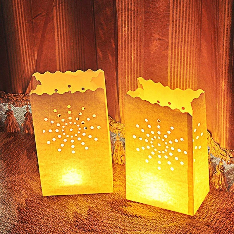 

10Pcs Festival Lantern Heart Tea light Holder Luminaria Paper Lantern Candle Bag for Wedding Party Home Decoration