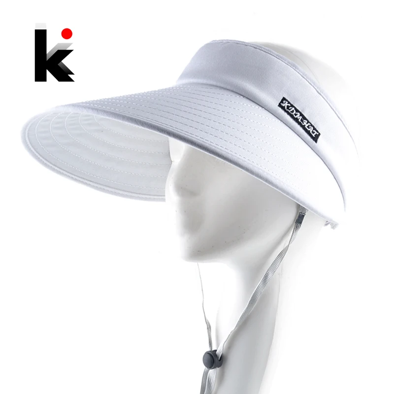 

Дышащая Солнцезащитная Шапки для Для женщин на открытом воздухе шляпа с широкими полями спортивные Кепки Регулируемый ветрозащитный Пусто...