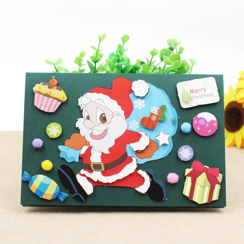 Santa Claus Детский сад много декоративных поделок diy игрушки стерео поздравительные Самодельные открытки Детские развивающие игрушки для детей Девочка/Мальчик Рождественский подарок - Цвет: Santa Claus