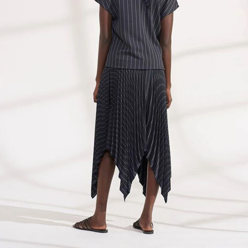 TWOTWINSTYLE Лоскутная Асимметричная юбка для женщин с высокой талией в полоску хит