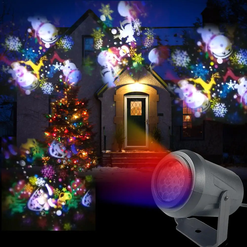 

16 Patterns New Year LED Laser Projector Light Christmas Snowflake Elk Projection Lamp Disco Stage Light For Party KTV Bars