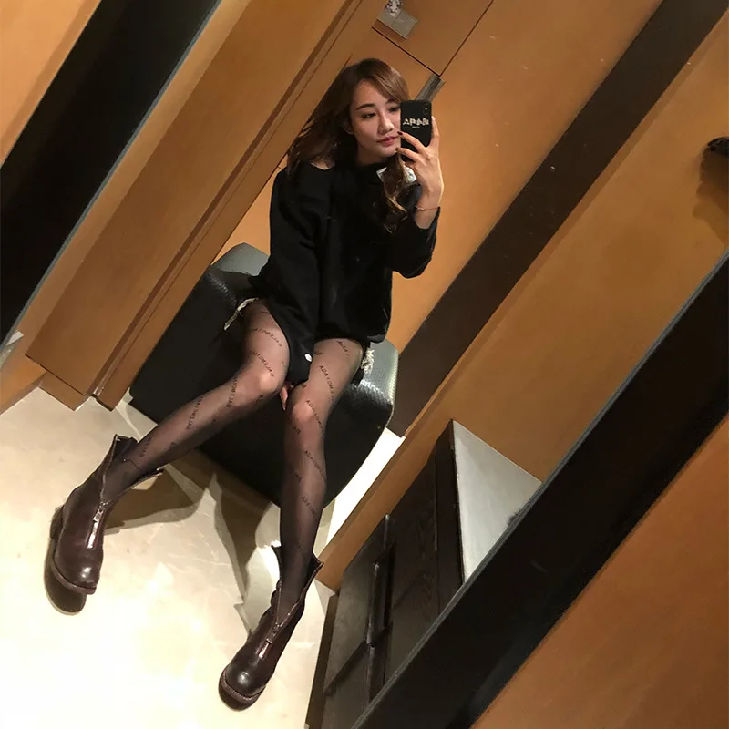 

Sexy Luxury designer tights fashion thigh tights mesh print punk stretch pantyhose