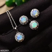 kjjeaxcmy fine jewelry natural opal 925 sterling silver women pendant necklace chain ring earrings set support test exquisite